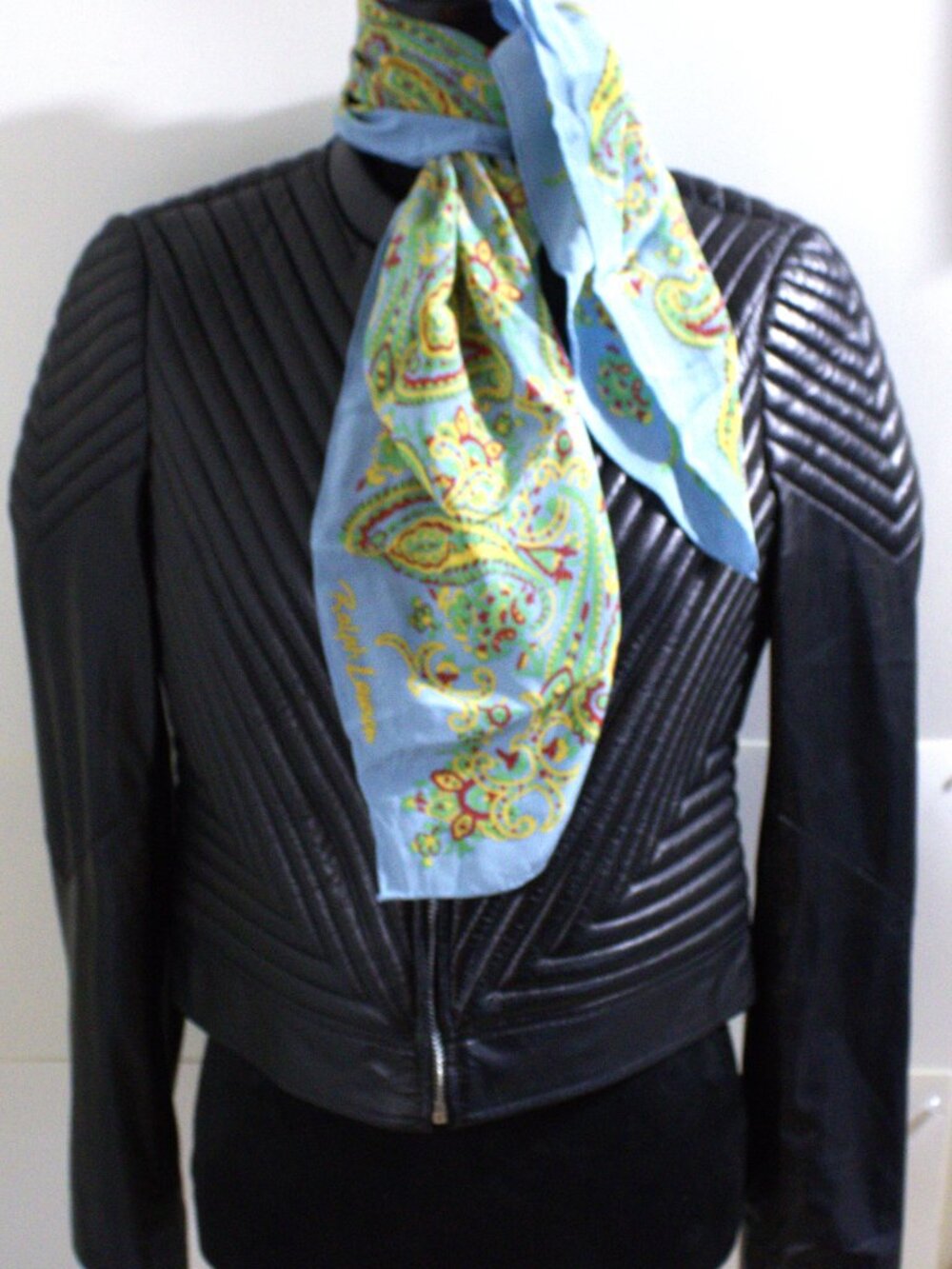 Vince Camuto, Black Leather Moto Quilted Leather Jacket with Silver Hardware